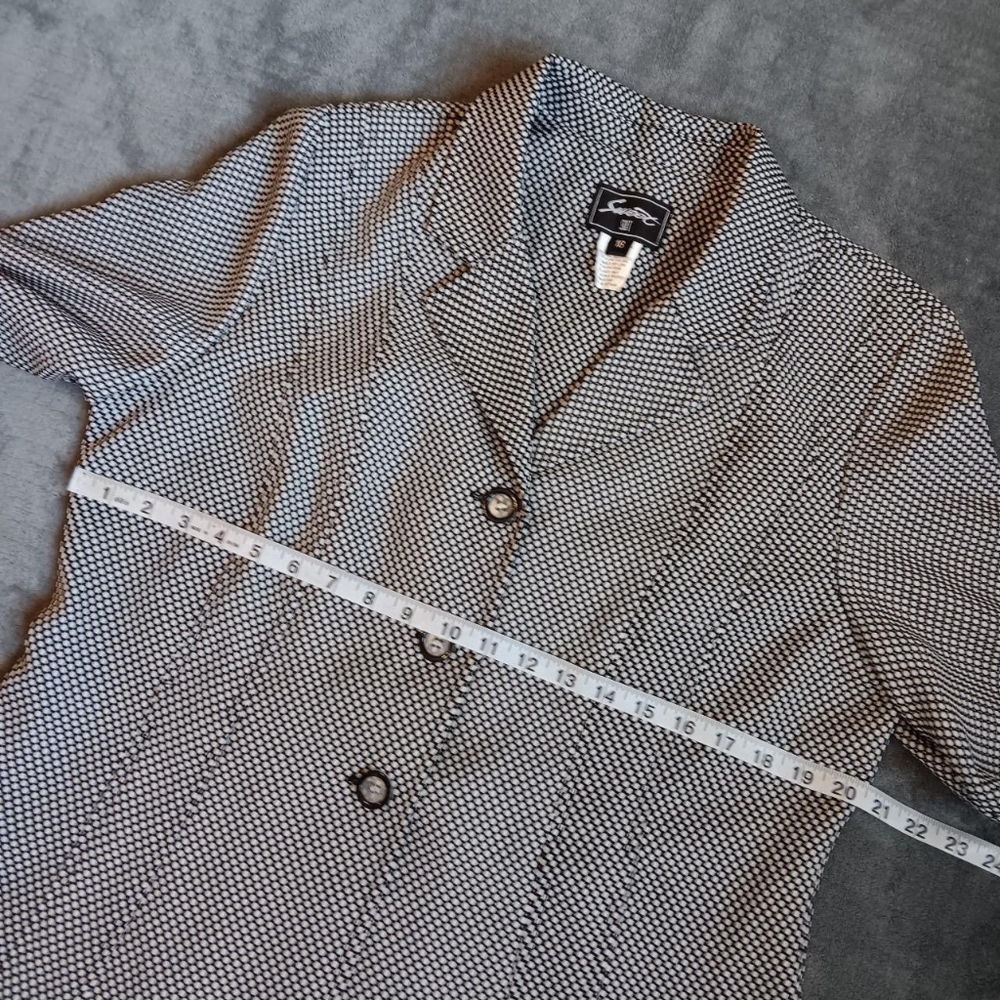Vintage Black & White Dots Women's Suit Jacket Blazer Size 16 Retro Office Coat - Picture 4 of 9